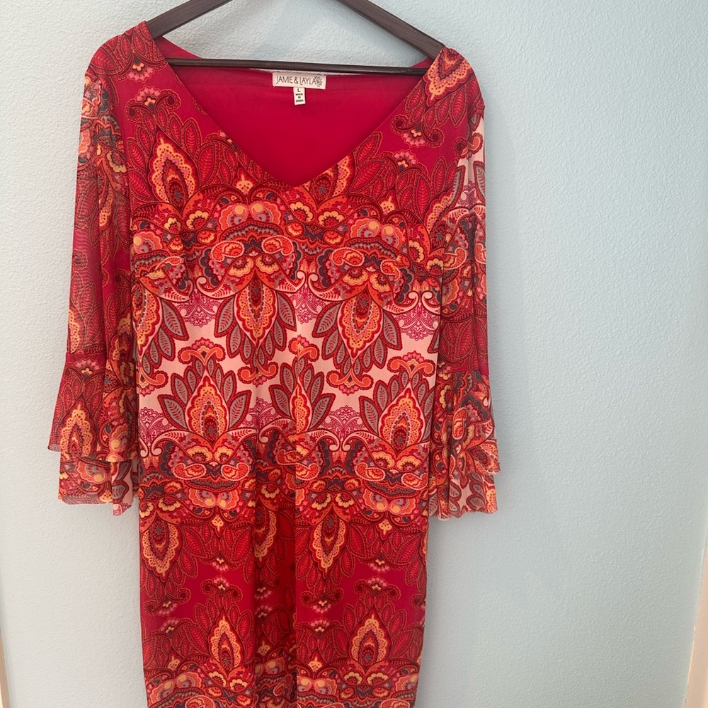 Vibrant Red and Pink Women's Dress